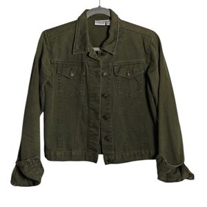 NEWPORT NEWS JEANOLOGY COLLECTION Olive Green Jean Jacket Size 4